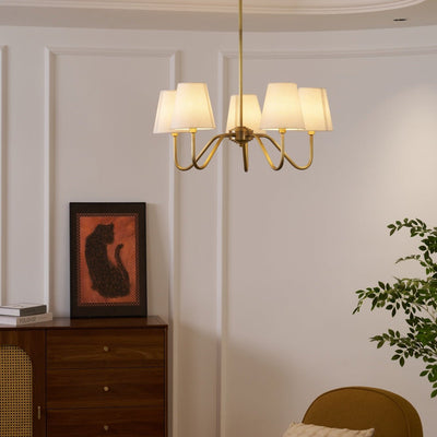 Viraean Vintage Industrial Brass Fabric Chandelier