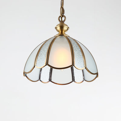Lunell Traditional Art Brass Glass Pendant Light