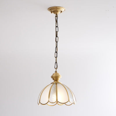 Lunell Traditional Art Brass Glass Pendant Light