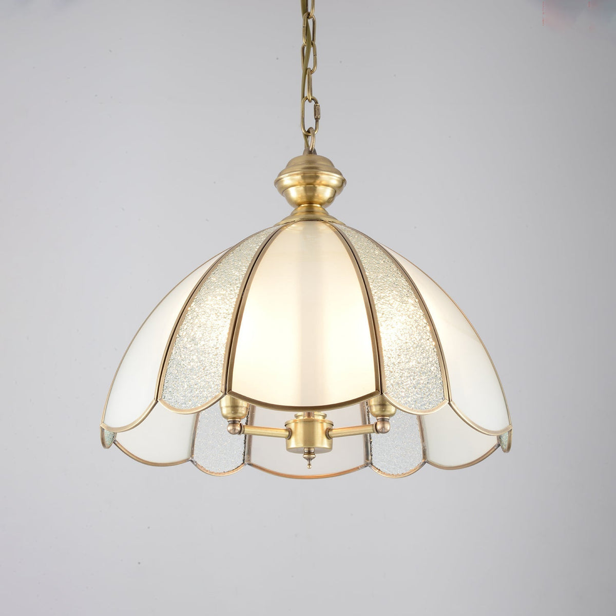 Lunell Traditional Art Brass Glass Pendant Light