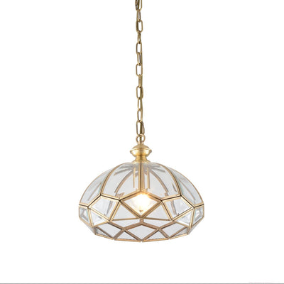 Lunell Traditional Art Brass Glass Pendant Light