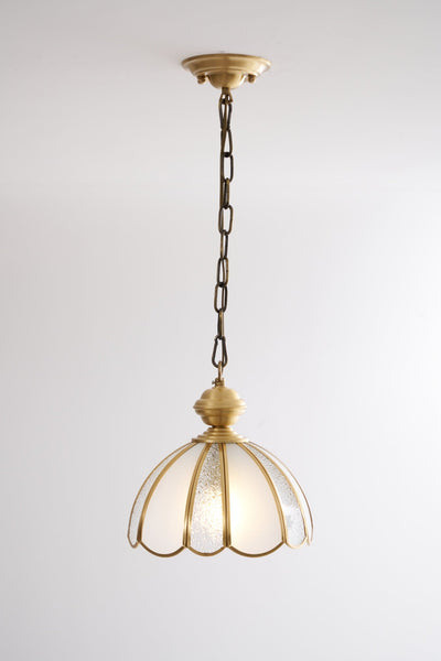 Lunell Traditional Art Brass Glass Pendant Light