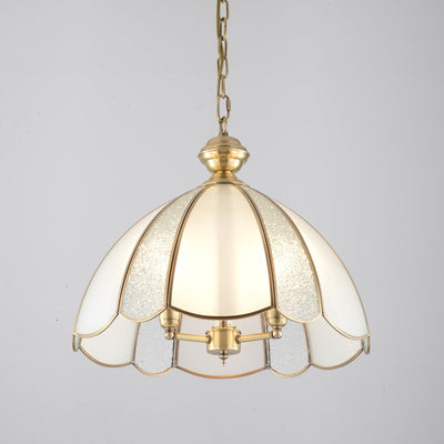 Lunell Traditional Art Brass Glass Pendant Light
