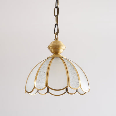 Lunell Traditional Art Brass Glass Pendant Light