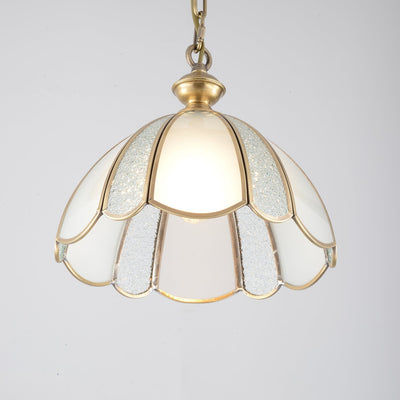 Lunell Traditional Art Brass Glass Pendant Light