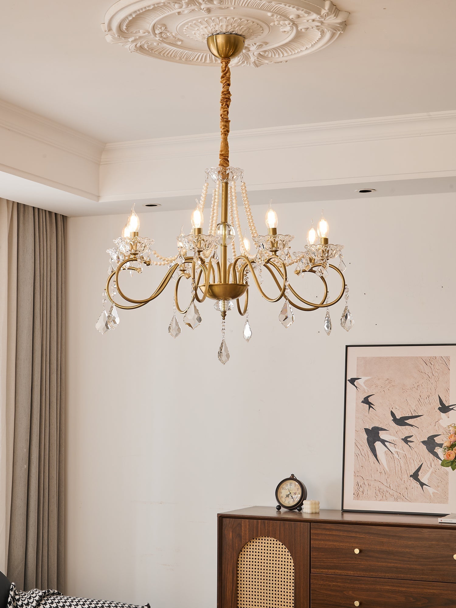 Velaeyra Postmodern Luxury Pearl Crystal Chandelier