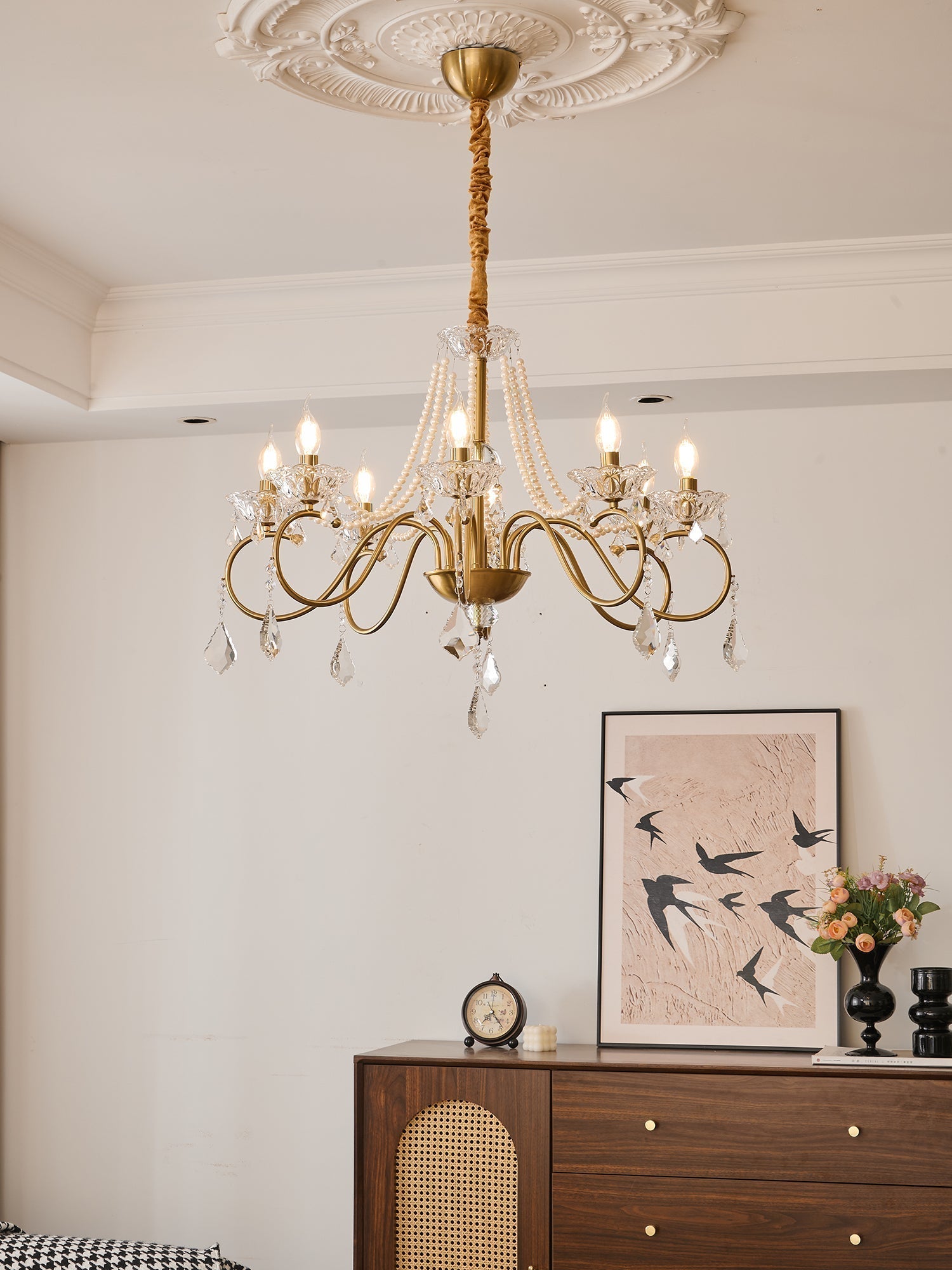 Velaeyra Postmodern Luxury Pearl Crystal Chandelier