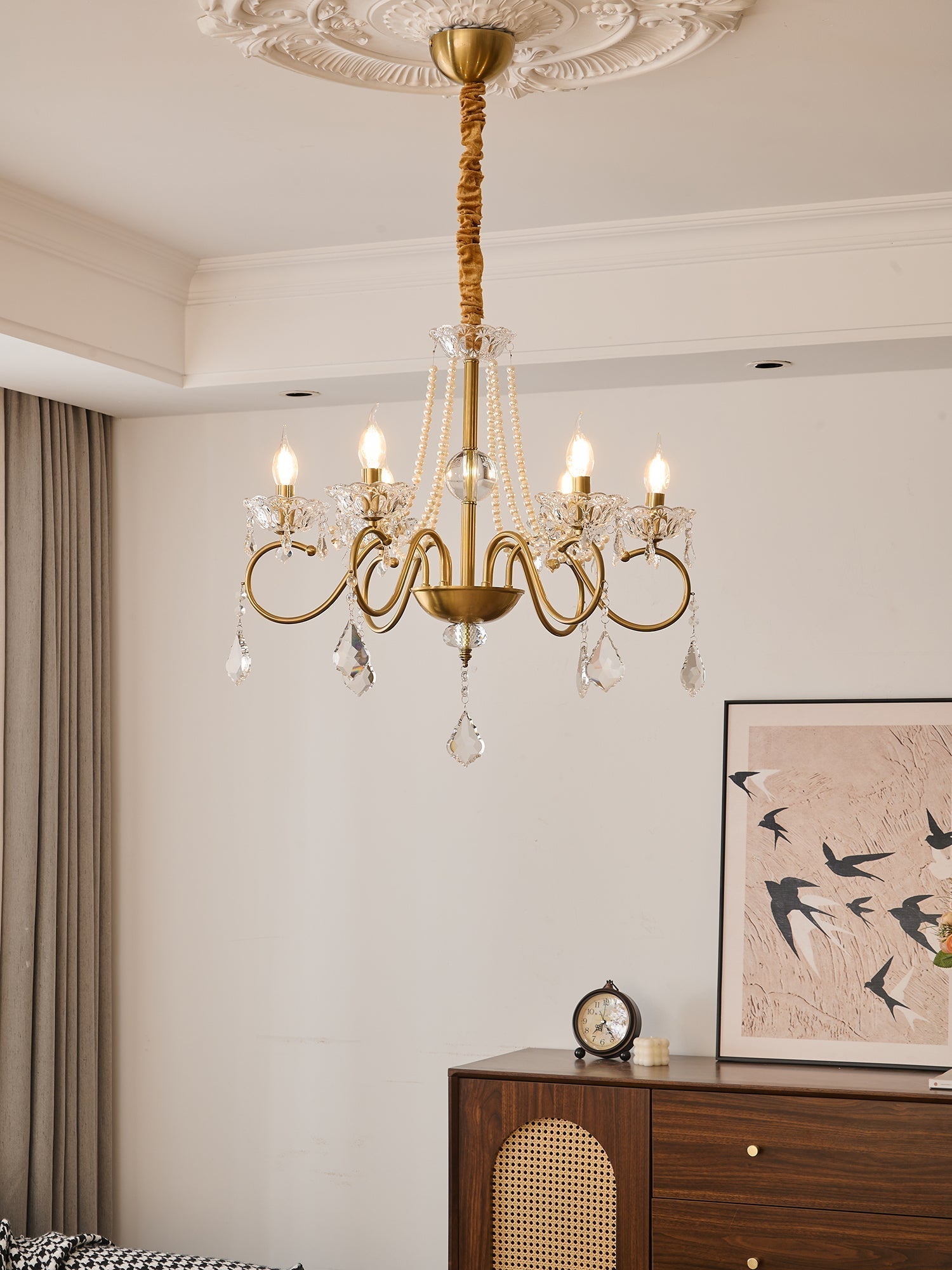Velaeyra Postmodern Luxury Pearl Crystal Chandelier
