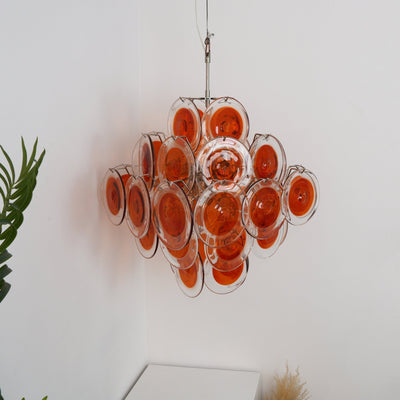 Lioruiel Chandelier Orange Murano Glass Disc Layered