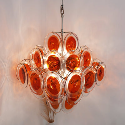 Lioruiel Chandelier Orange Murano Glass Disc Layered