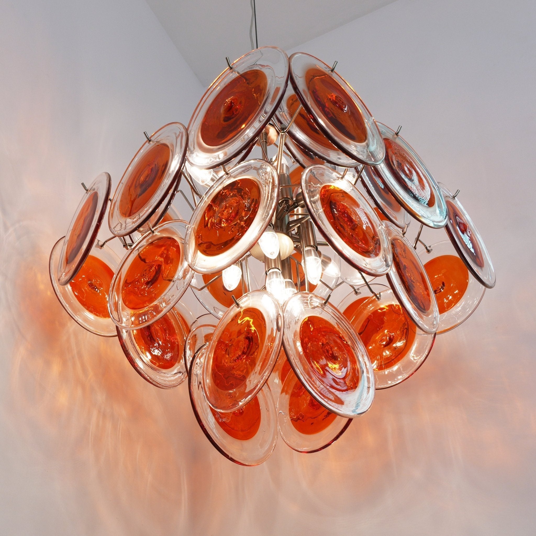 Lioruiel Chandelier Orange Murano Glass Disc Layered