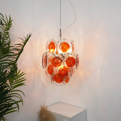 Lioruiel Chandelier Orange Murano Glass Disc Layered