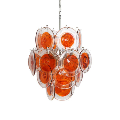 Lioruiel Chandelier Orange Murano Glass Disc Layered
