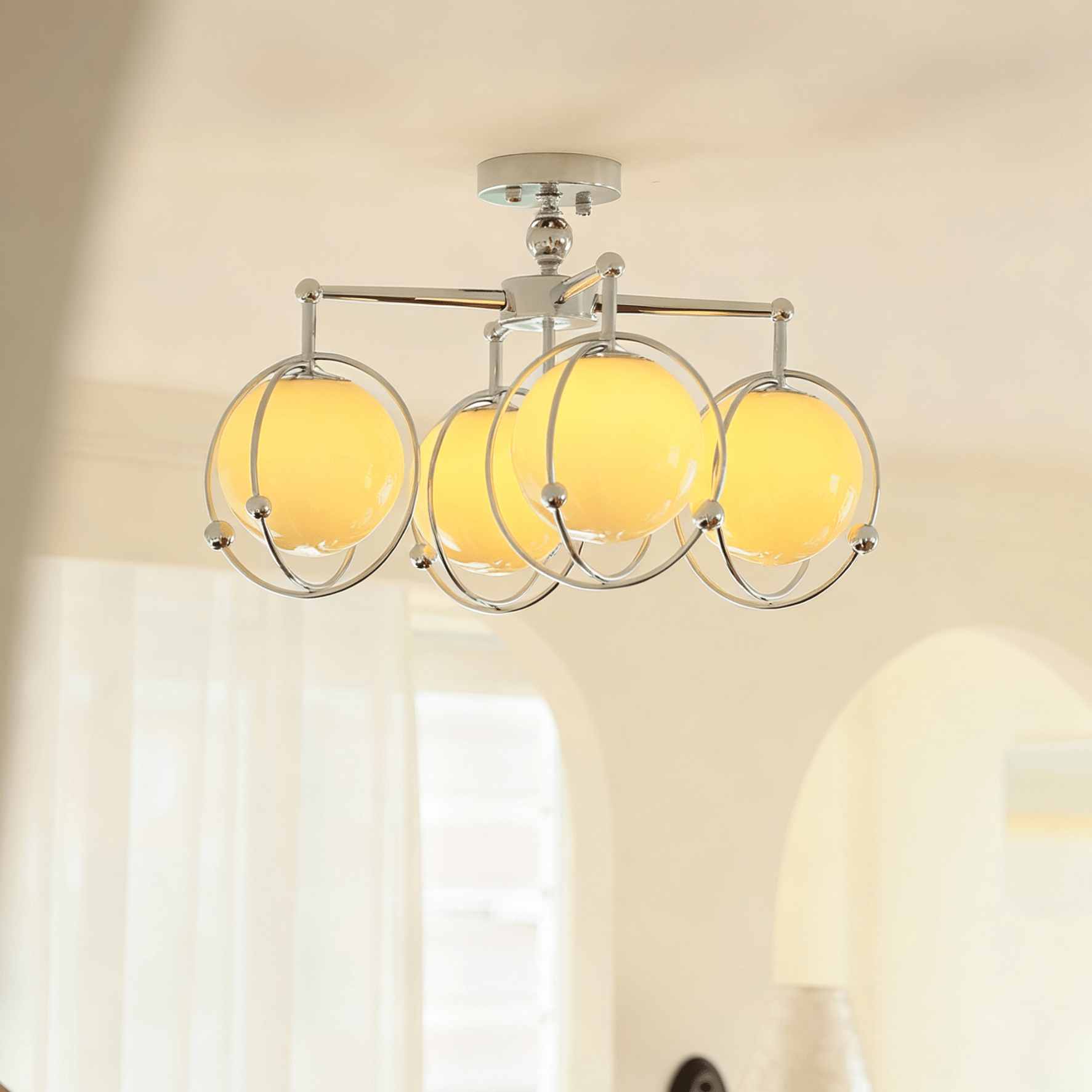 Noririella Orb Cage Semi Ceiling Lamp