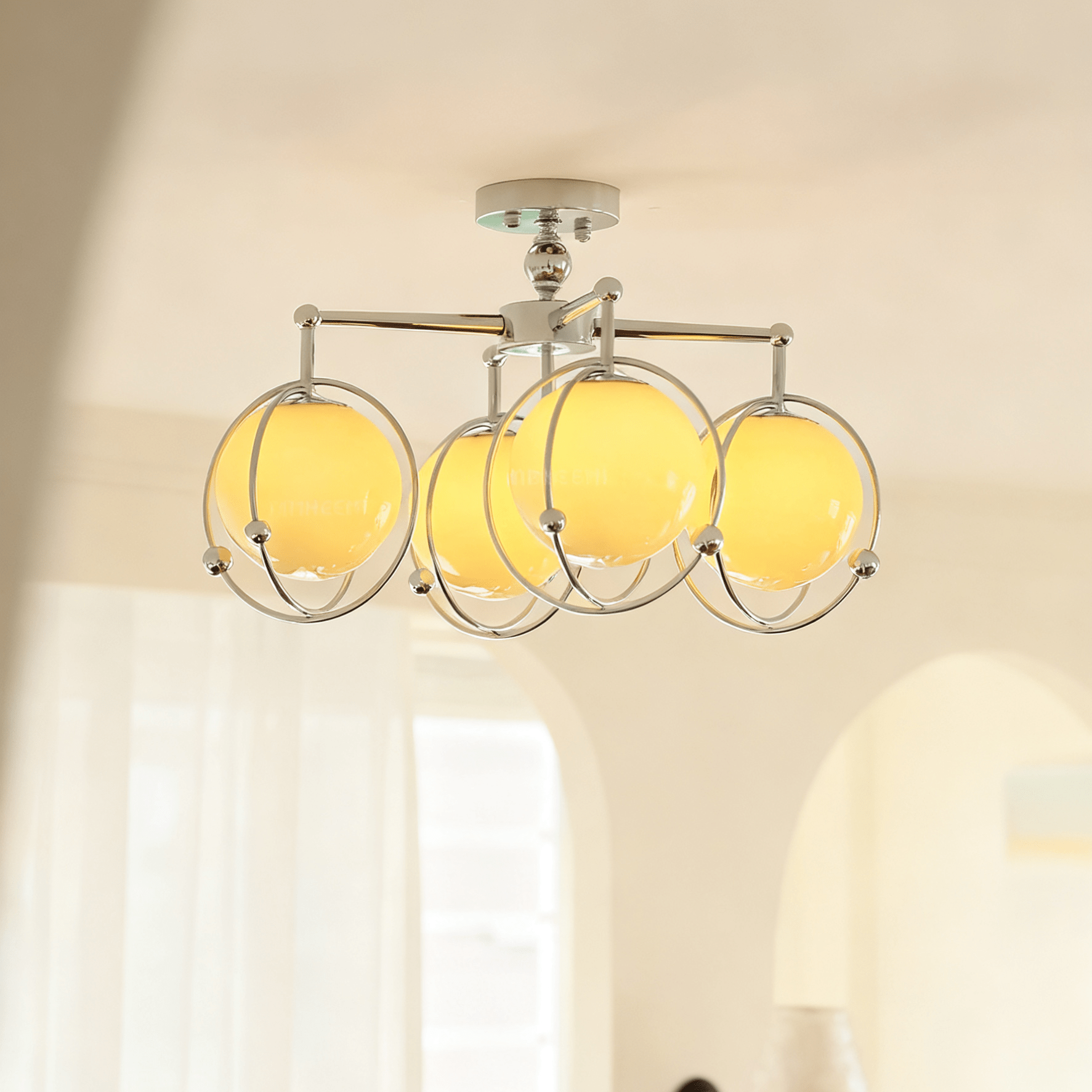 Noririella Orb Cage Semi Ceiling Lamp