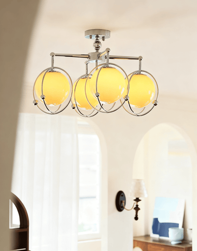 Noririella Orb Cage Semi Ceiling Lamp