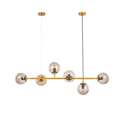 Yorvin Pendant Lamp Orb Brass Glass for Living Room