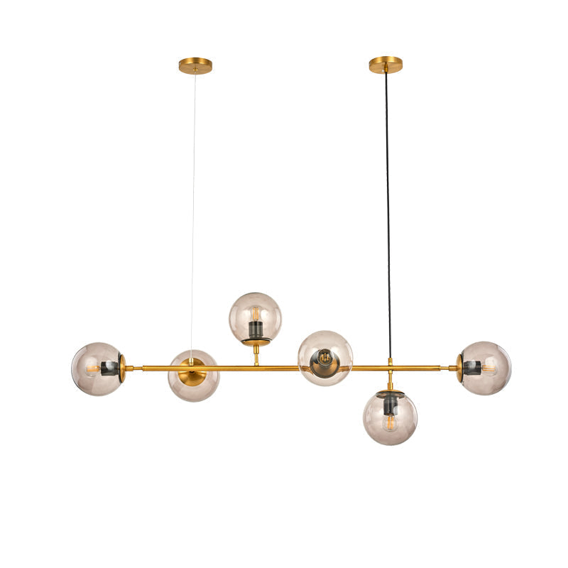 Yorvin Pendant Lamp Orb Brass Glass for Living Room