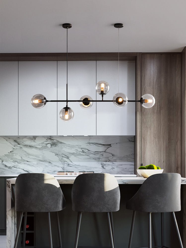 Yorvin Pendant Lamp Orb Brass Glass for Living Room