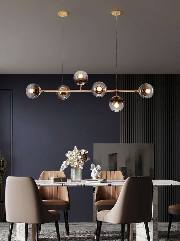 Yorvin Pendant Lamp Orb Brass Glass for Living Room
