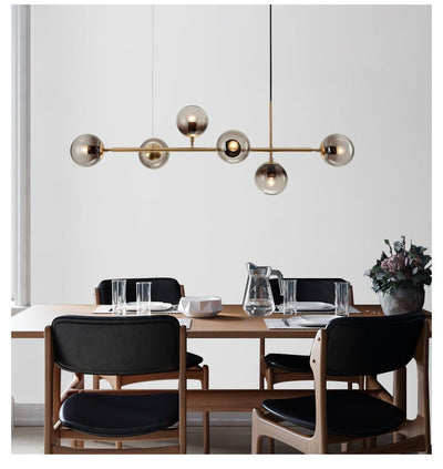 Yorvin Pendant Lamp Orb Brass Glass for Living Room