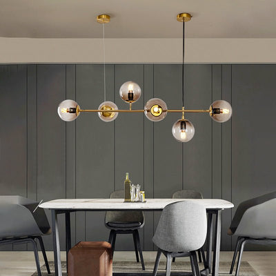 Yorvin Pendant Lamp Orb Brass Glass for Living Room