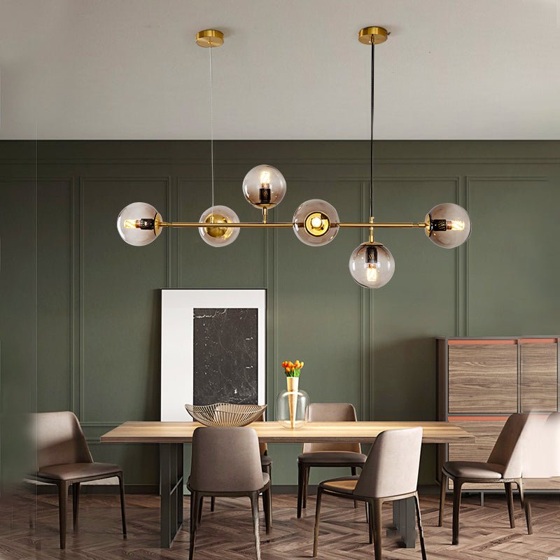 Yorvin Pendant Lamp Orb Brass Glass for Living Room