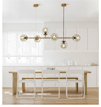 Yorvin Pendant Lamp Orb Brass Glass for Living Room