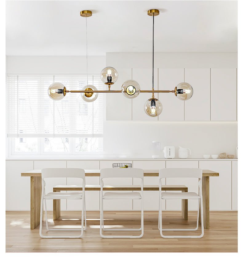 Yorvin Pendant Lamp Orb Brass Glass for Living Room