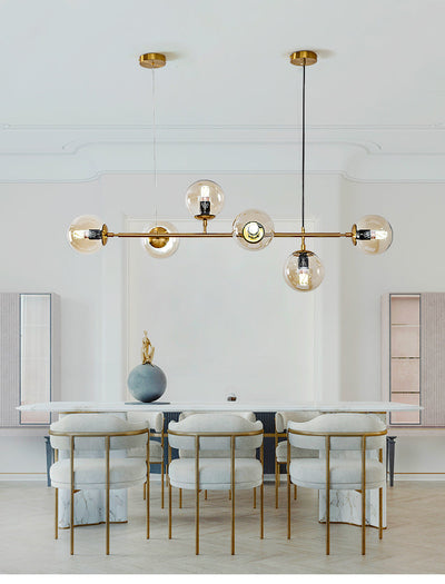 Yorvin Pendant Lamp Orb Brass Glass for Living Room