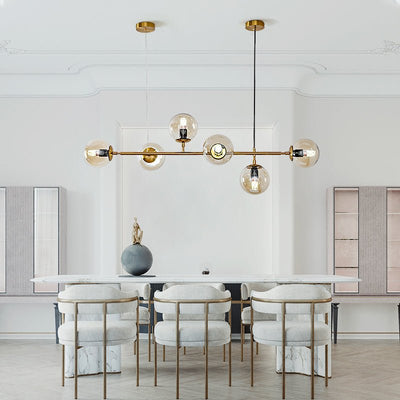 Yorvin Pendant Lamp Orb Brass Glass for Living Room