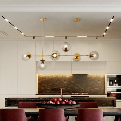 Yorvin Pendant Lamp Orb Brass Glass for Living Room