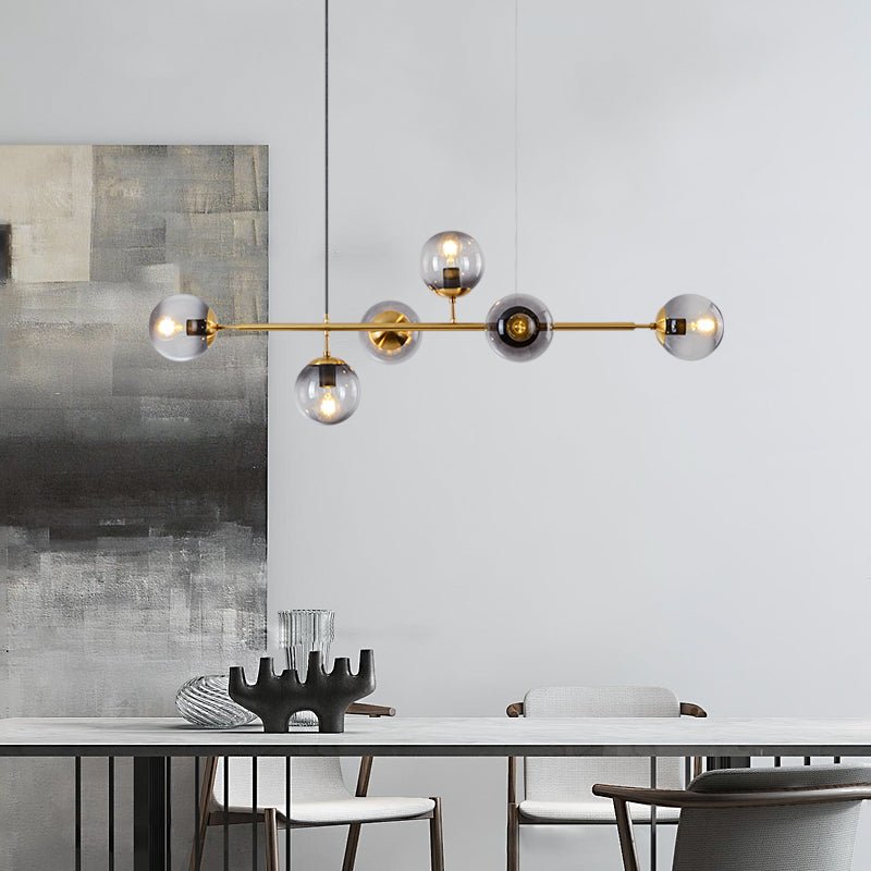 Yorvin Pendant Lamp Orb Brass Glass for Living Room