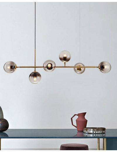 Yorvin Pendant Lamp Orb Brass Glass for Living Room