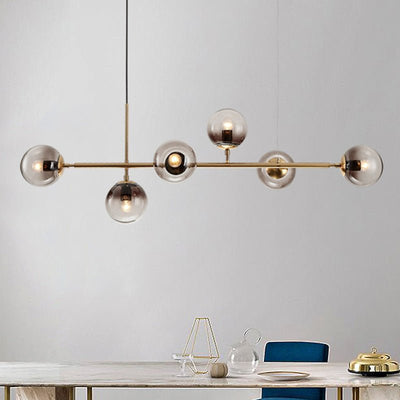 Yorvin Pendant Lamp Orb Brass Glass for Living Room