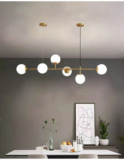Yorvin Pendant Lamp Orb Brass Glass for Living Room