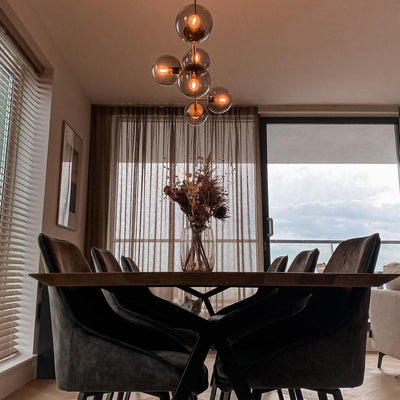 Yorvin Pendant Lamp Orb Brass Glass for Living Room