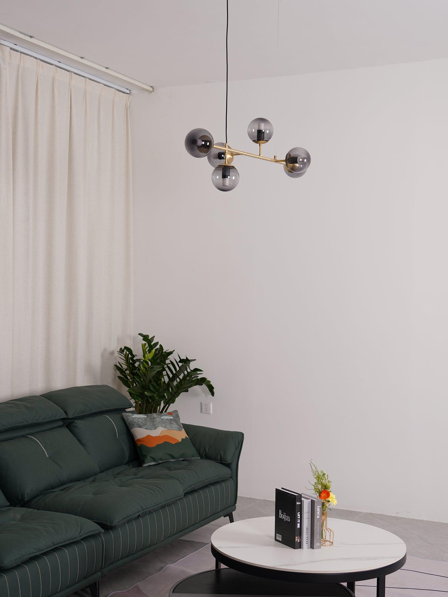 Yorvin Pendant Lamp Orb Brass Glass for Living Room