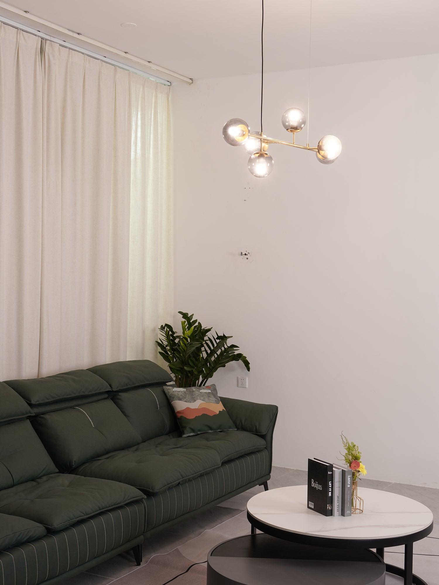 Yorvin Pendant Lamp Orb Brass Glass for Living Room