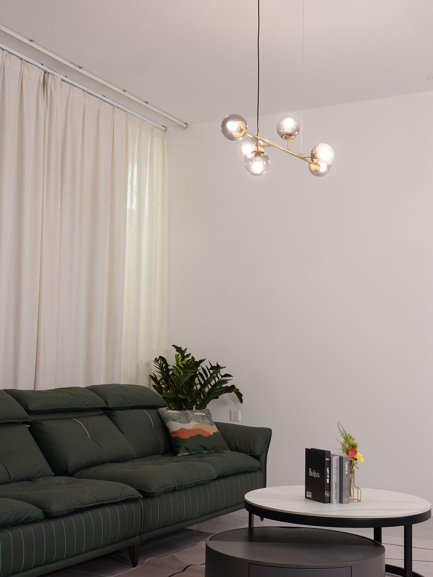 Yorvin Pendant Lamp Orb Brass Glass for Living Room