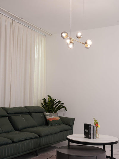 Yorvin Pendant Lamp Orb Brass Glass for Living Room
