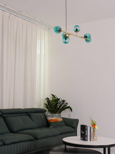 Yorvin Pendant Lamp Orb Brass Glass for Living Room