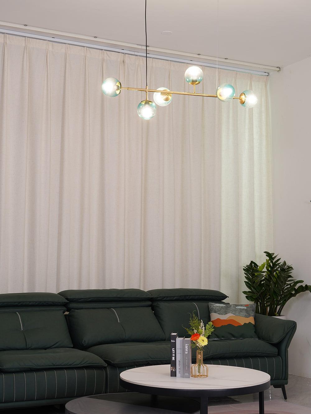 Yorvin Pendant Lamp Orb Brass Glass for Living Room