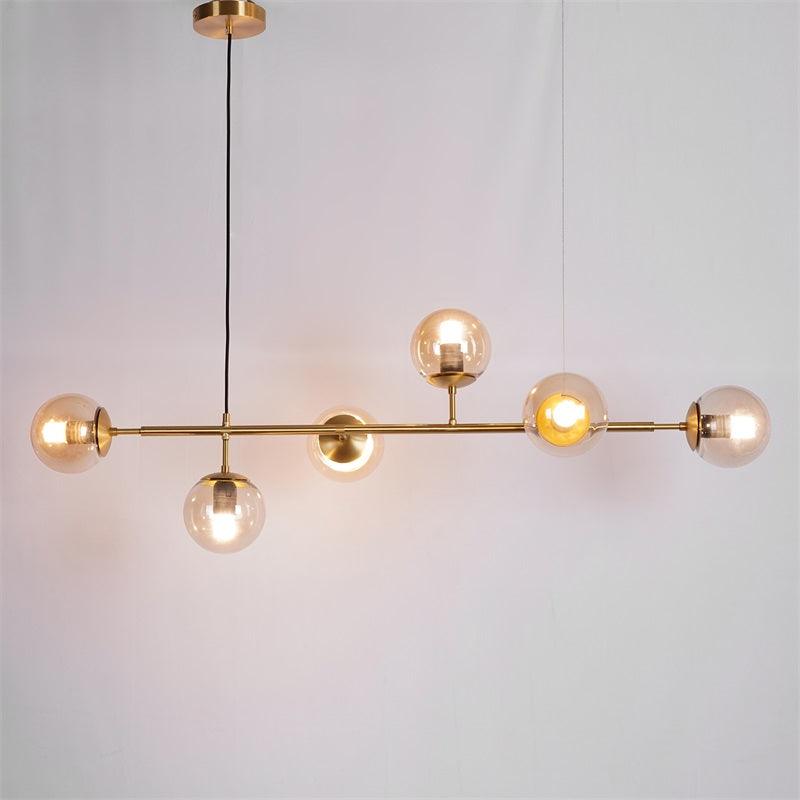Yorvin Pendant Lamp Orb Brass Glass for Living Room