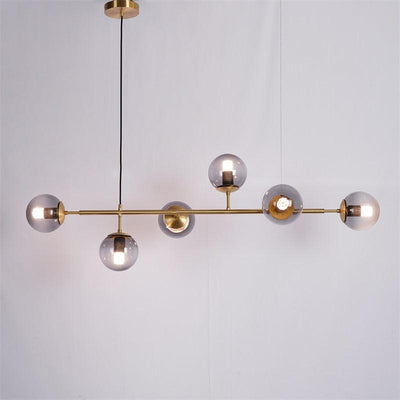 Yorvin Pendant Lamp Orb Brass Glass for Living Room
