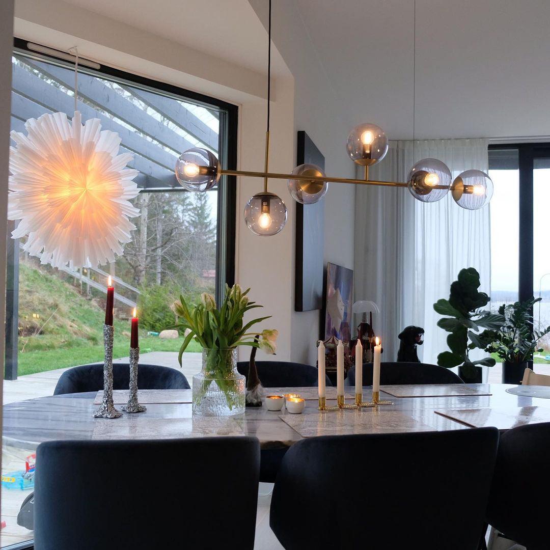 Yorvin Pendant Lamp Orb Brass Glass for Living Room