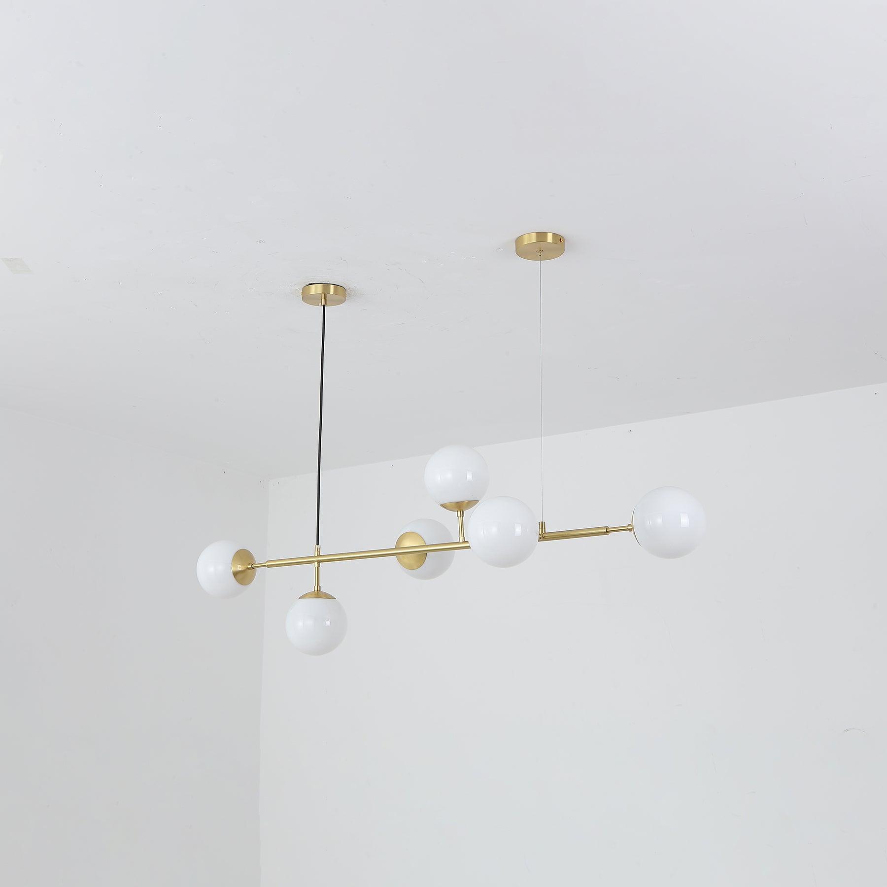 Yorvin Pendant Lamp Orb Brass Glass for Living Room