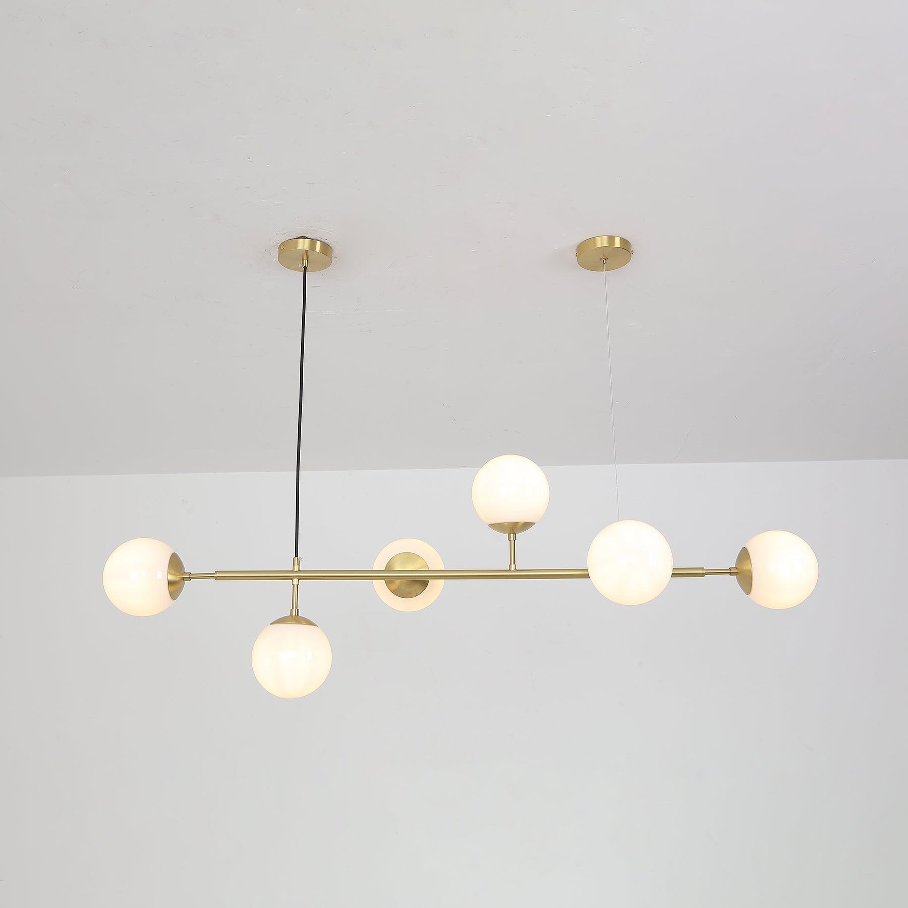 Yorvin Pendant Lamp Orb Brass Glass for Living Room