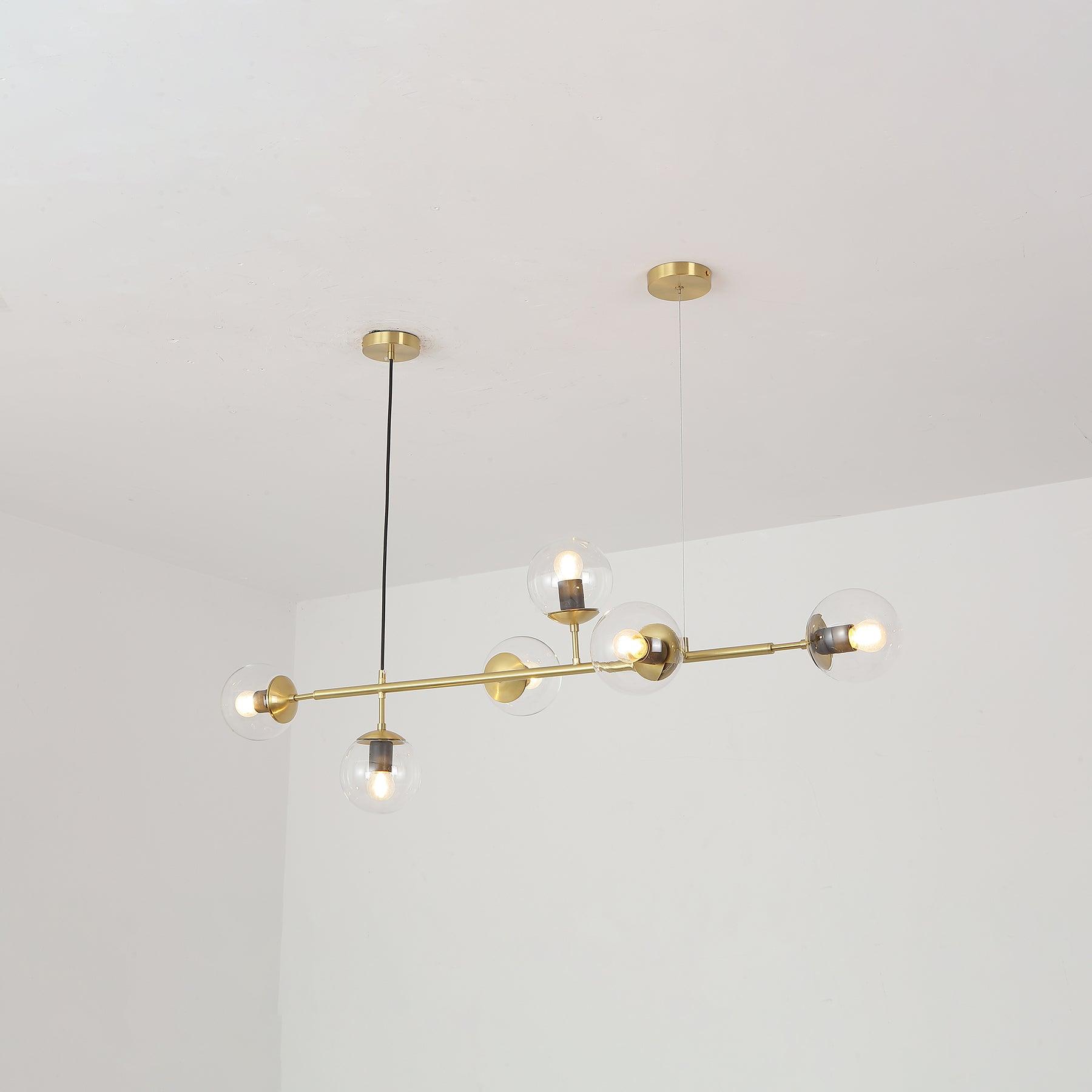 Yorvin Pendant Lamp Orb Brass Glass for Living Room