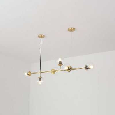Yorvin Pendant Lamp Orb Brass Glass for Living Room